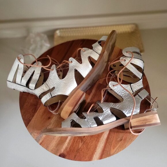 Latigo Hand Made Gladiator /Rapper Sandals Leather in Silver- US 7M - Picture 4 of 8